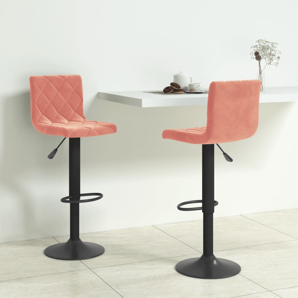 Tabourets de bar lot de 2 rose velours