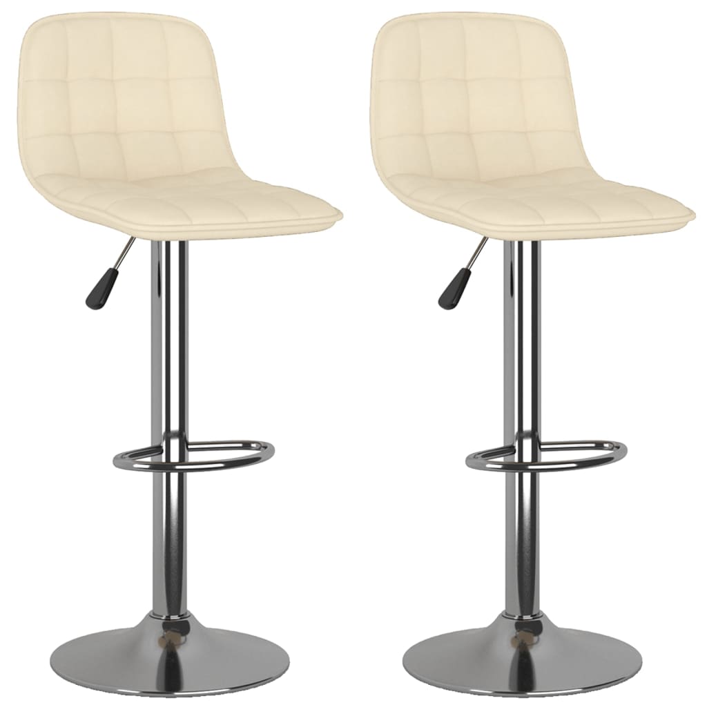 Tabourets de bar lot de 2 crème tissu