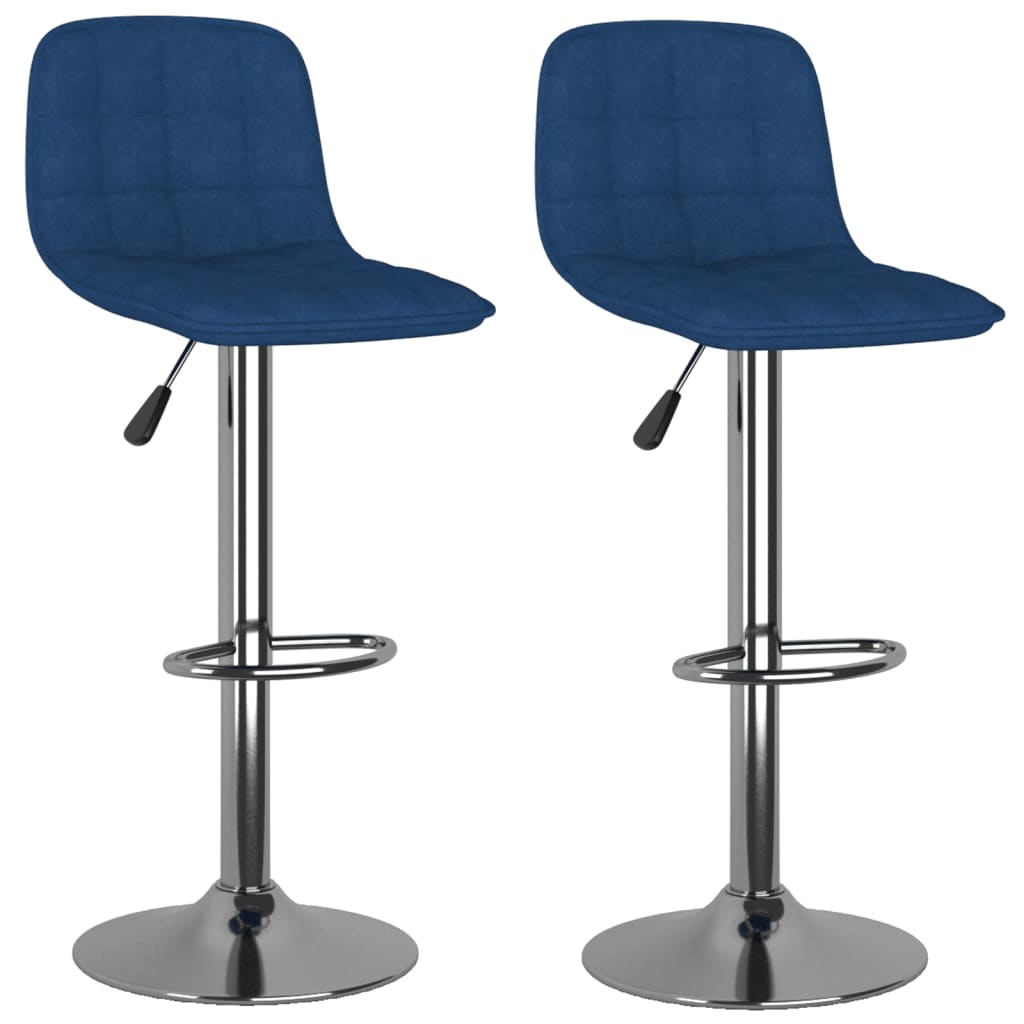 Tabourets de bar lot de 2 bleu tissu