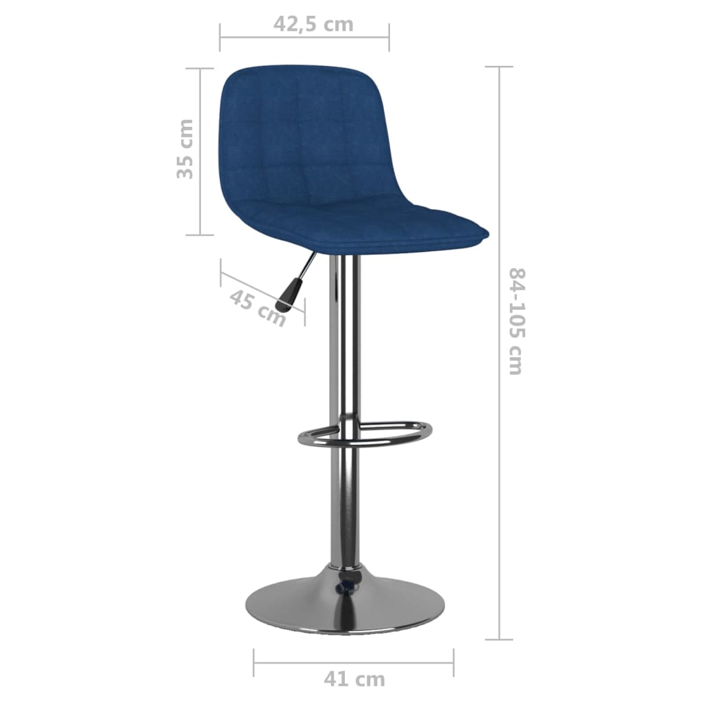 Tabourets de bar lot de 2 bleu tissu