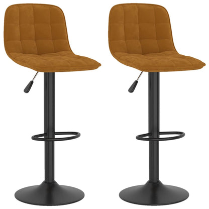 Tabourets de bar lot de 2 marron velours