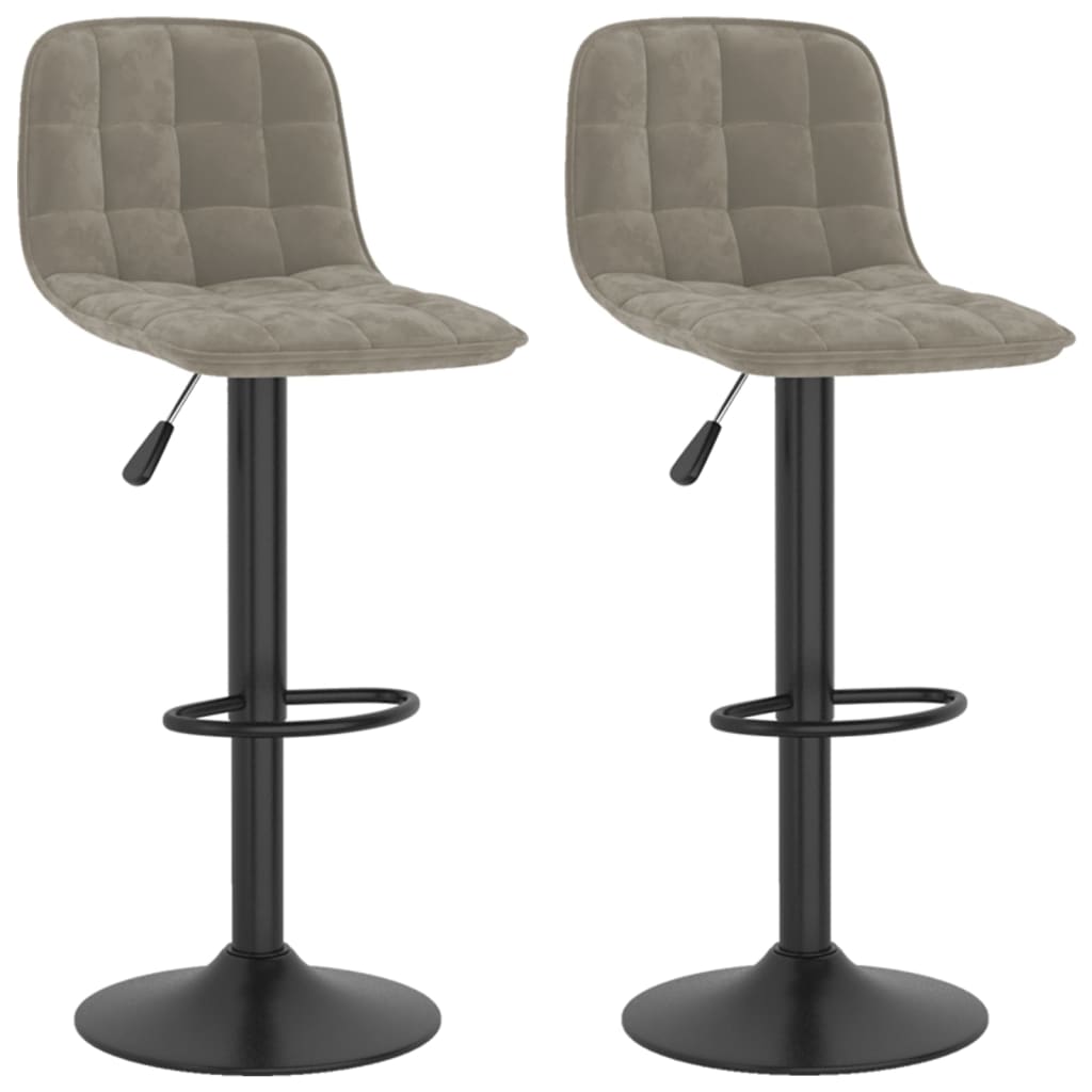 Tabourets de bar lot de 2 gris clair velours