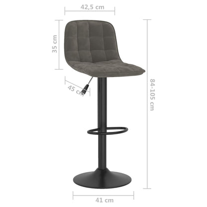 Tabourets de bar lot de 2 gris foncé velours