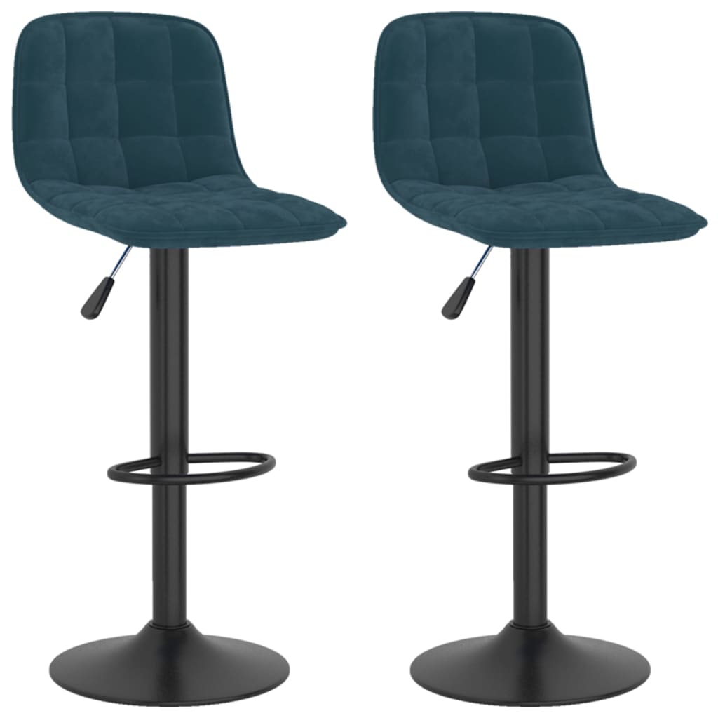 Tabourets de bar lot de 2 bleu velours