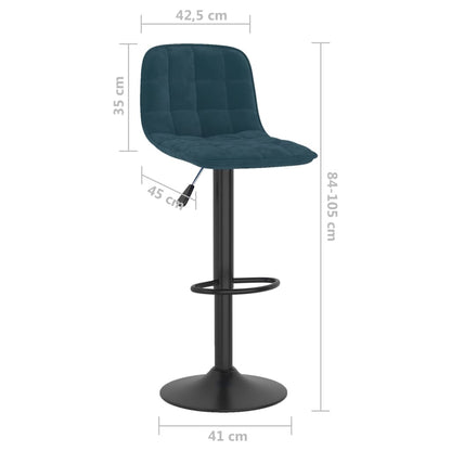 Tabourets de bar lot de 2 bleu velours