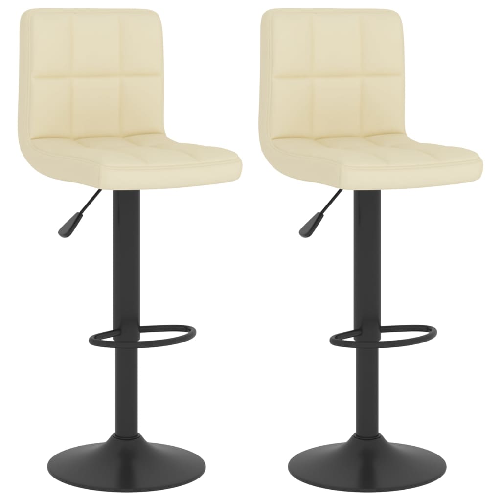 Tabourets de bar lot de 2 crème tissu