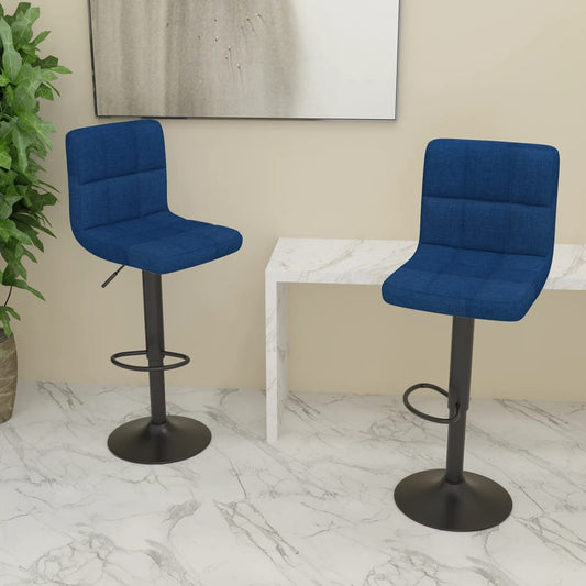 Tabourets de bar lot de 2 bleu tissu