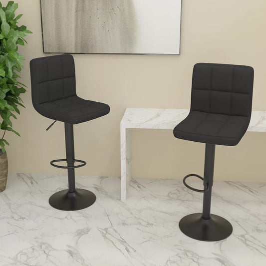 Tabourets de bar lot de 2 noir tissu