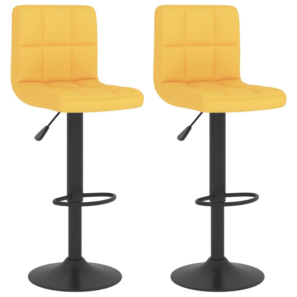 Tabourets de bar lot de 2 jaune moutarde tissu