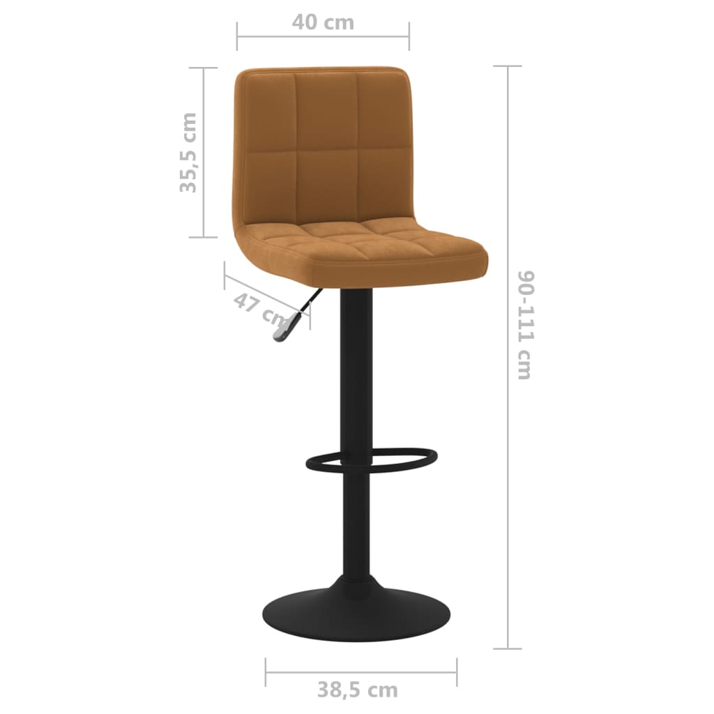 Tabourets de bar lot de 2 marron velours