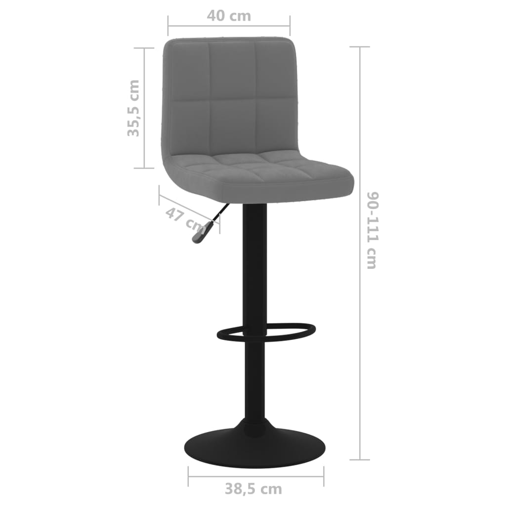 Tabourets de bar lot de 2 gris foncé velours