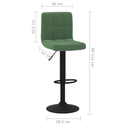 Tabourets de bar lot de 2 vert foncé velours