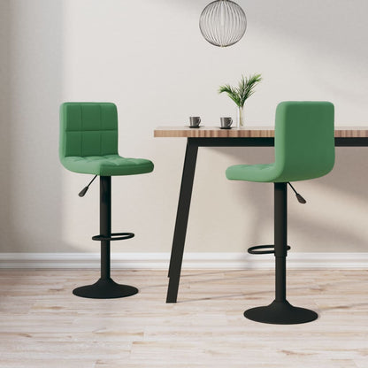 Tabourets de bar lot de 2 vert foncé velours