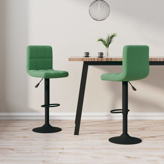 Tabourets de bar lot de 2 vert foncé velours