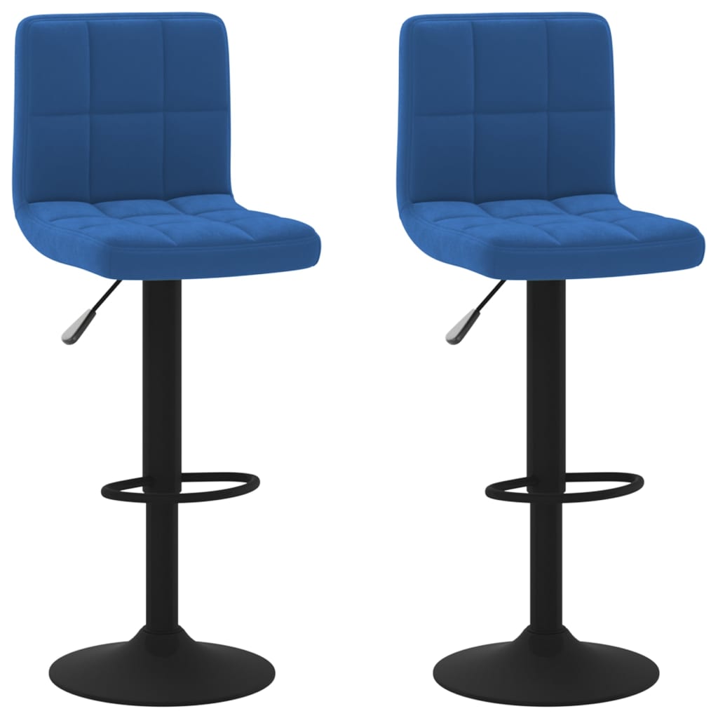 Tabourets de bar lot de 2 bleu velours