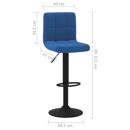 Tabourets de bar lot de 2 bleu velours