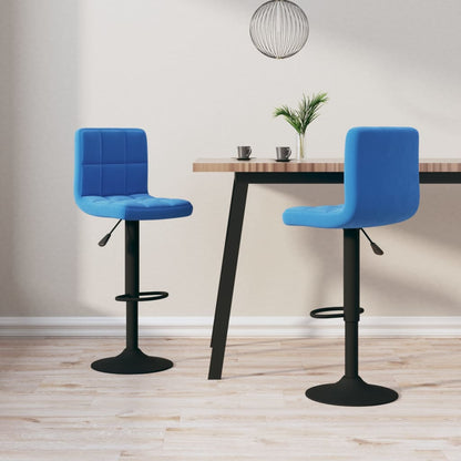 Tabourets de bar lot de 2 bleu velours