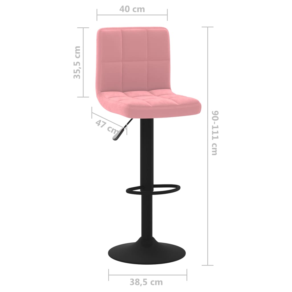 Tabourets de bar lot de 2 rose velours