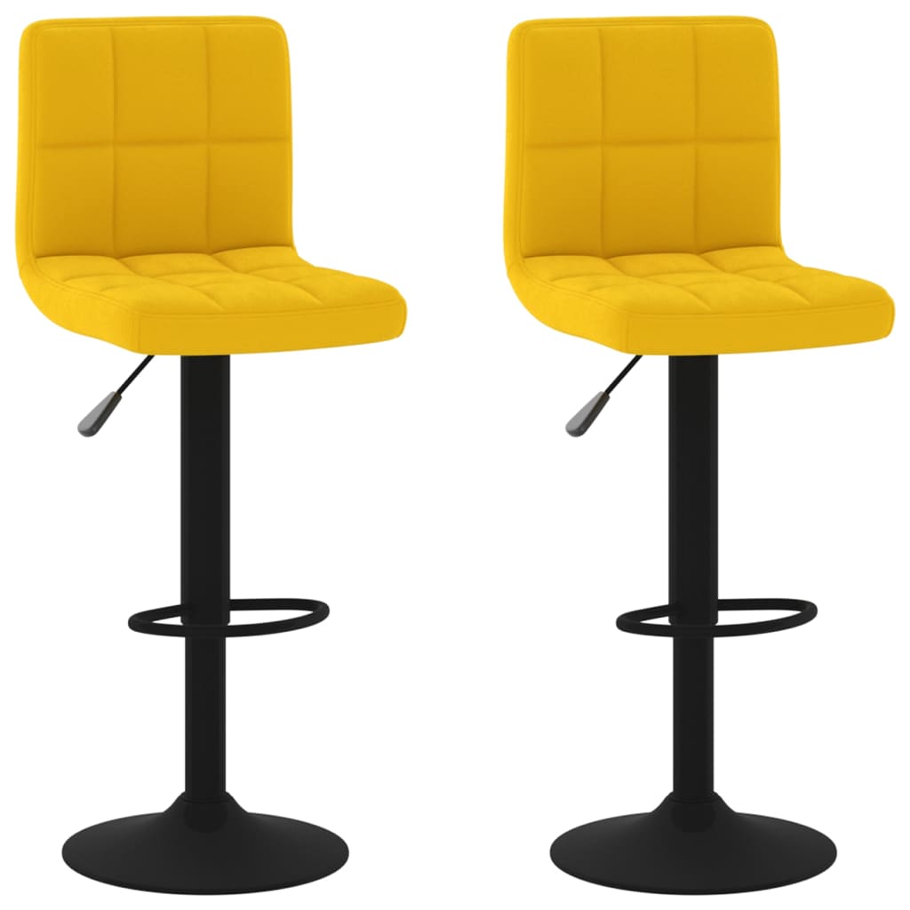 Tabourets de bar lot de 2 jaune moutarde velours