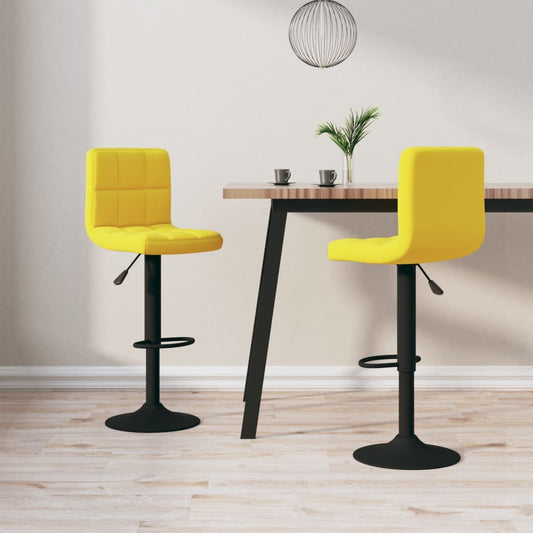 Tabourets de bar lot de 2 jaune moutarde velours