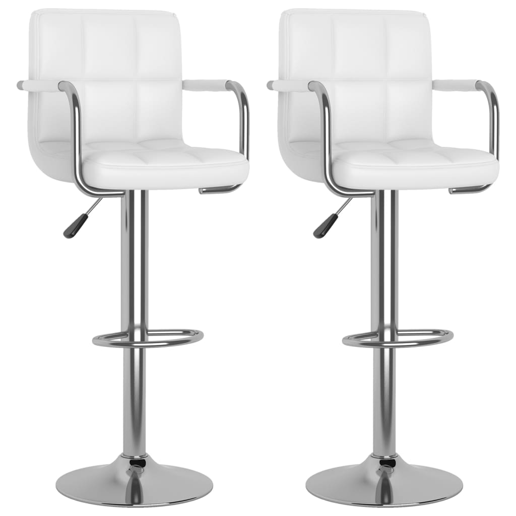 Tabourets de bar lot de 2 blanc similicuir