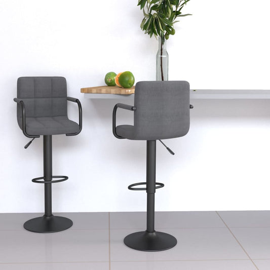 Tabourets de bar lot de 2 gris clair tissu