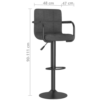 Tabourets de bar lot de 2 gris foncé tissu