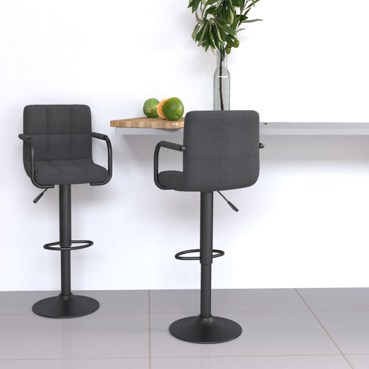 Tabourets de bar lot de 2 gris foncé tissu