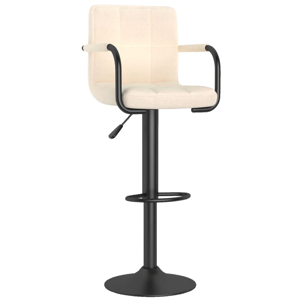 Tabourets de bar lot de 2 crème tissu