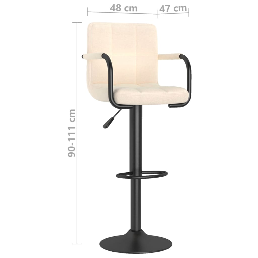 Tabourets de bar lot de 2 crème tissu