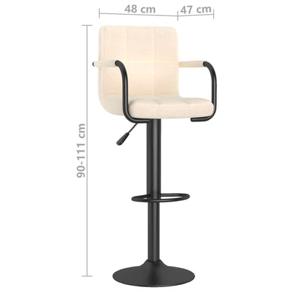 Tabourets de bar lot de 2 crème tissu