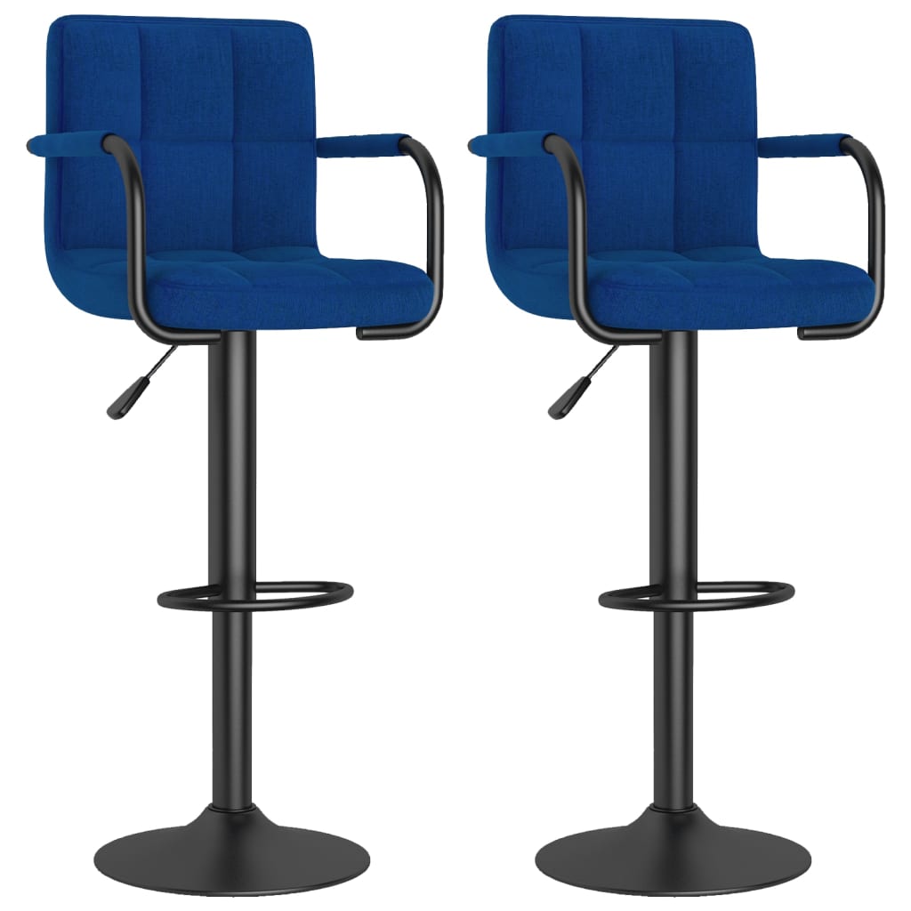 Tabourets de bar lot de 2 bleu tissu