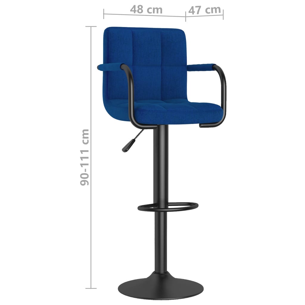 Tabourets de bar lot de 2 bleu tissu