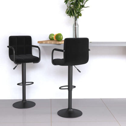 Tabourets de bar lot de 2 noir tissu