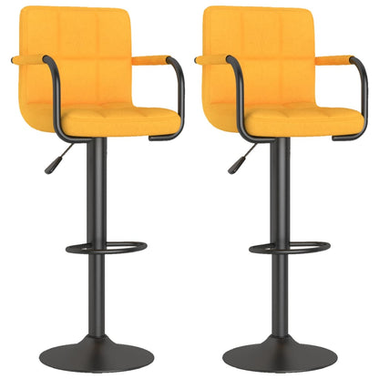 Tabourets de bar lot de 2 jaune moutarde tissu