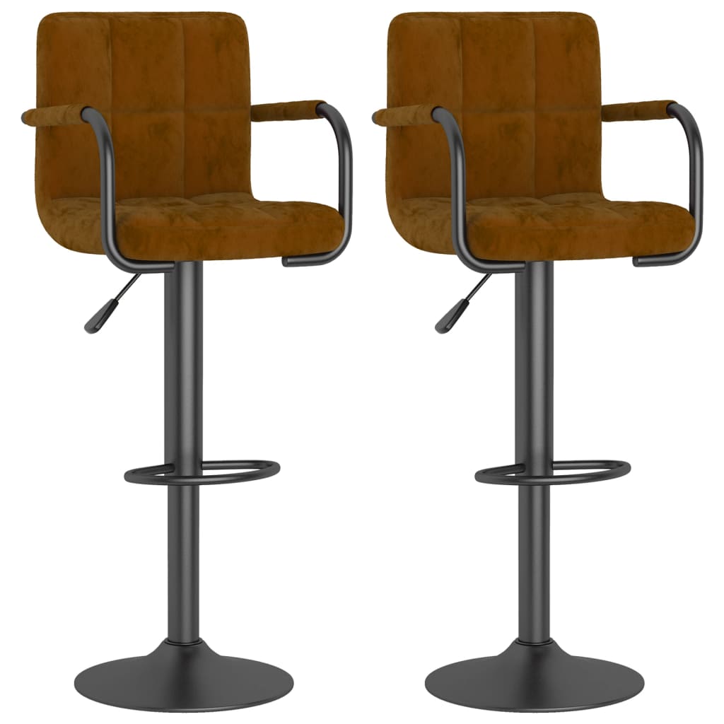 Tabourets de bar lot de 2 marron velours