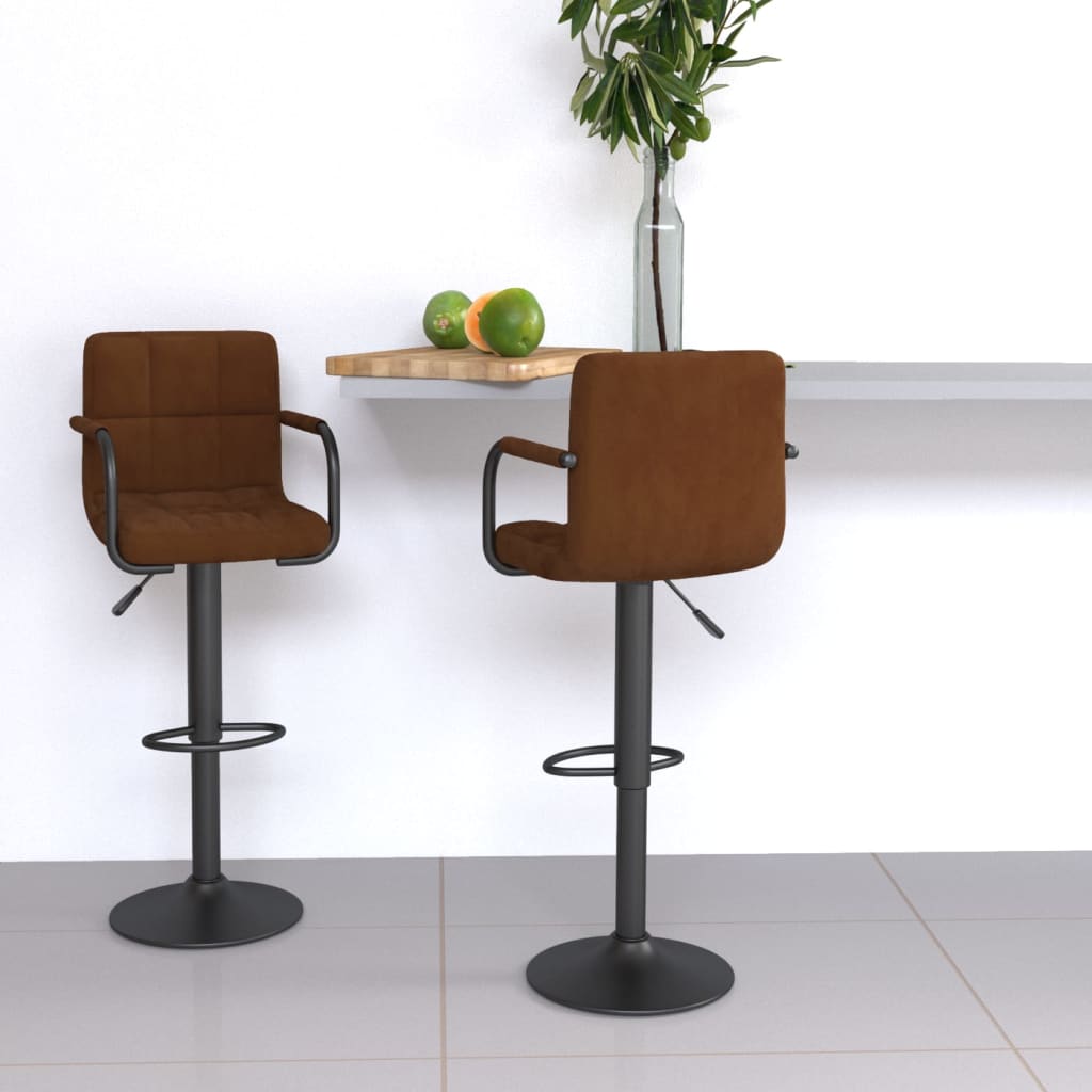 Tabourets de bar lot de 2 marron velours