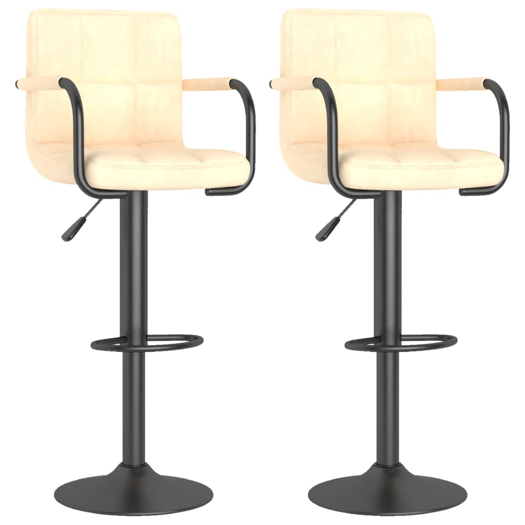 Tabourets de bar lot de 2 crème velours