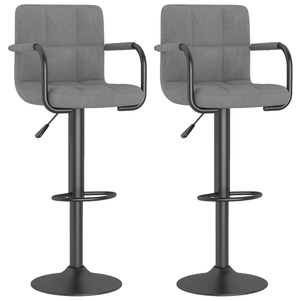 Tabourets de bar lot de 2 gris clair velours