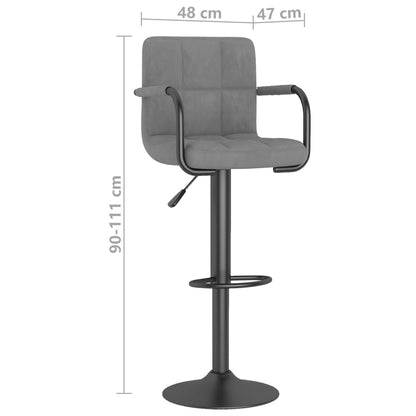 Tabourets de bar lot de 2 gris clair velours