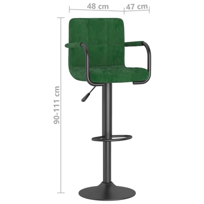 Tabourets de bar lot de 2 vert foncé velours