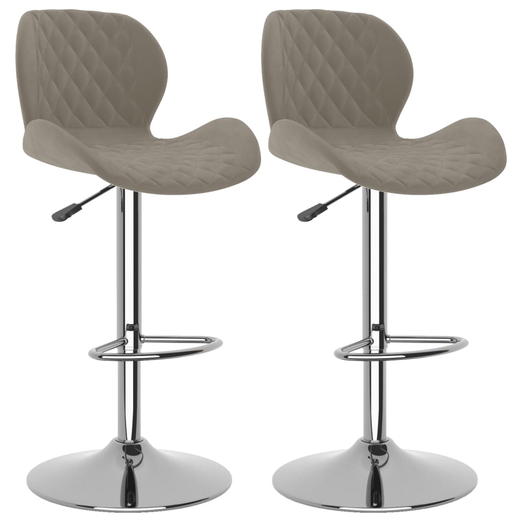 Tabourets de bar lot de 2 gris clair velours