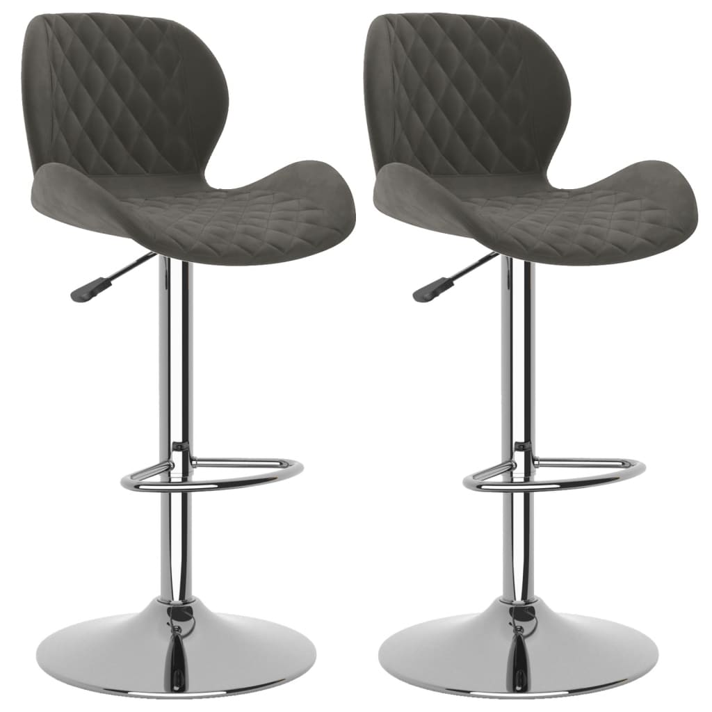 Tabourets de bar lot de 2 gris foncé velours