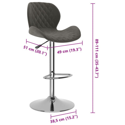 Tabourets de bar lot de 2 gris foncé velours