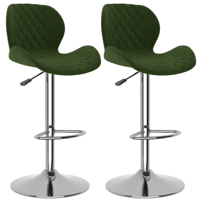 Tabourets de bar lot de 2 vert foncé velours