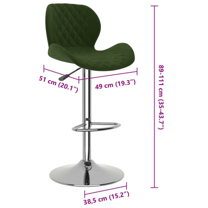 Tabourets de bar lot de 2 vert foncé velours