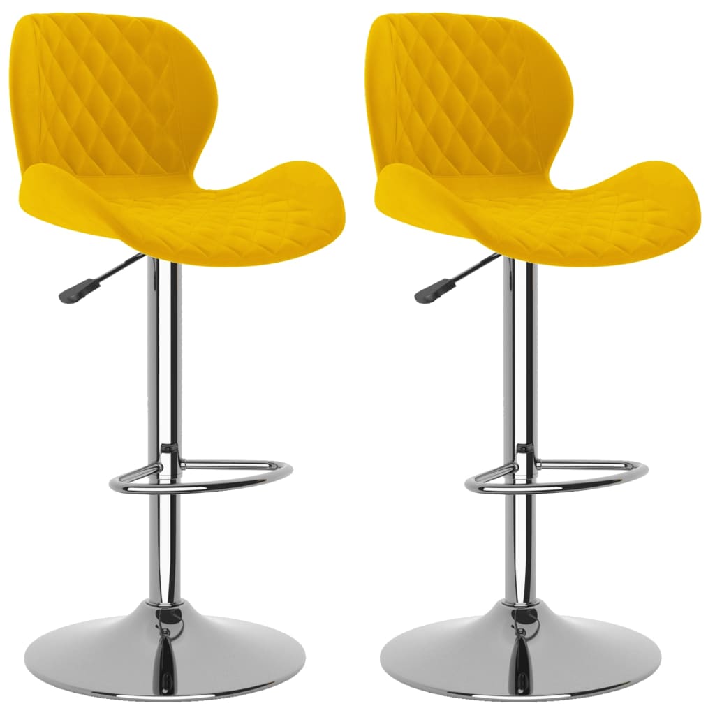 Tabourets de bar lot de 2 jaune moutarde velours