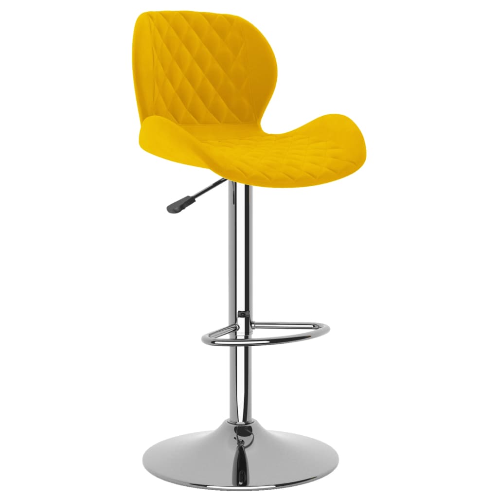 Tabourets de bar lot de 2 jaune moutarde velours