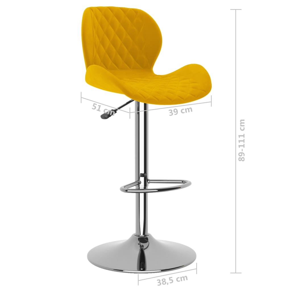 Tabourets de bar lot de 2 jaune moutarde velours