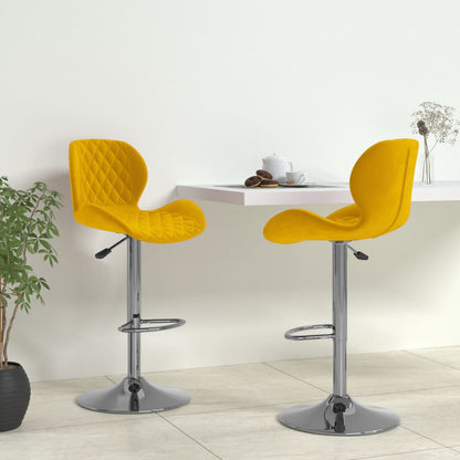 Tabourets de bar lot de 2 jaune moutarde velours